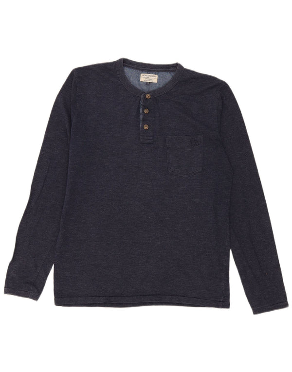 Jack & Jones Top da uomo a maniche lunghe medio blu navy screziato