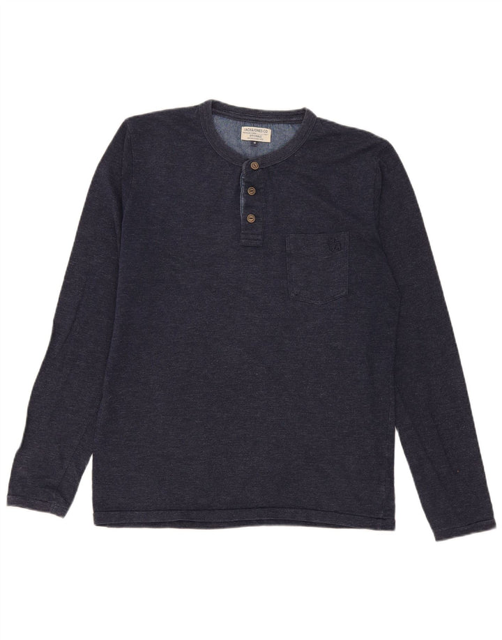 Jack & Jones Top da uomo a maniche lunghe medio blu navy screziato