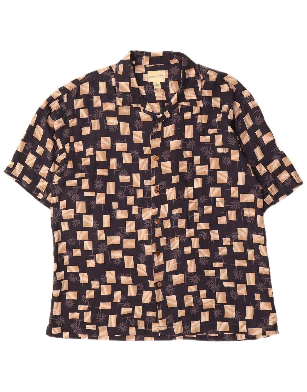 Camicia a maniche corte da uomo Joseph & Feiss grande in seta geometrica nera