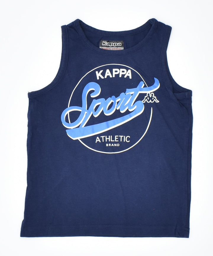 KAPPA Boys Graphic Vest Top 3-4 Years Navy Blue Cotton | Vintage | Thrift | Second-Hand | Used Clothing | Messina Hembry 