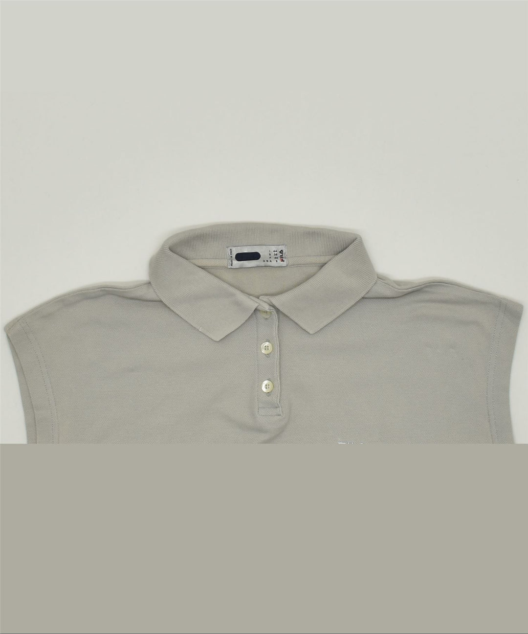 FILA Womens Sleeveless Polo Shirt IT 44 Medium Grey Cotton | Vintage | Thrift | Second-Hand | Used Clothing | Messina Hembry 