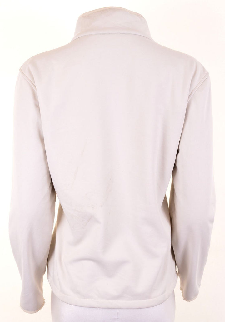 REEBOK Womens Windbreaker Jacket UK 14 Medium Off White Polyester - Second Hand & Vintage Designer Clothing - Messina Hembry