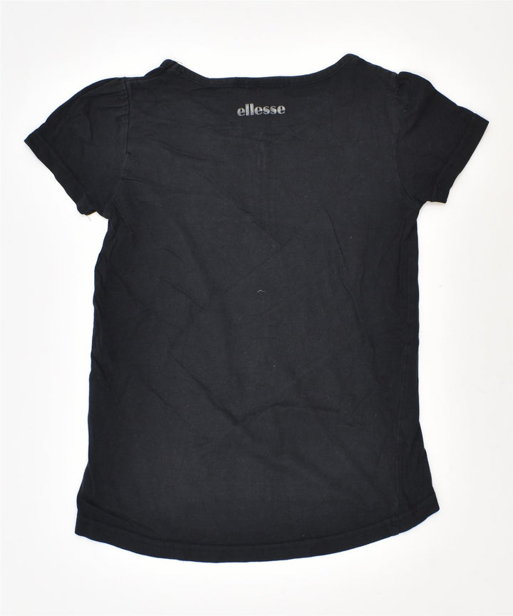 ELLESSE Girls Graphic T-Shirt Top 7-8 Years Black Cotton | Vintage | Thrift | Second-Hand | Used Clothing | Messina Hembry 