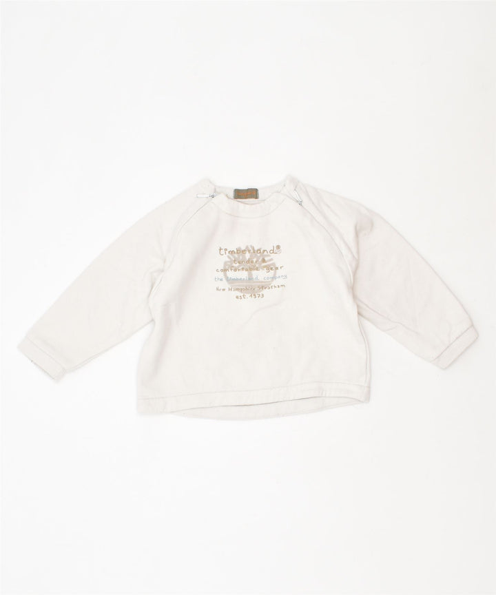 TIMBERLAND Girls Graphic Sweatshirt Jumper 12-18 Months White Cotton | Vintage | Thrift | Second-Hand | Used Clothing | Messina Hembry 