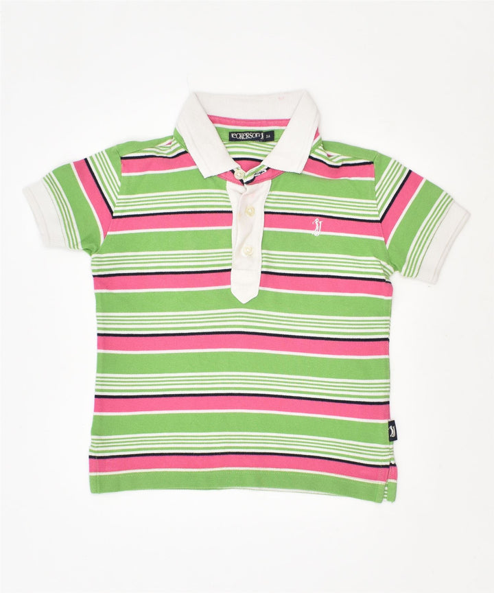 JECKERSON Girls Polo Shirt 2-3 Years Multicoloured Striped | Vintage | Thrift | Second-Hand | Used Clothing | Messina Hembry 