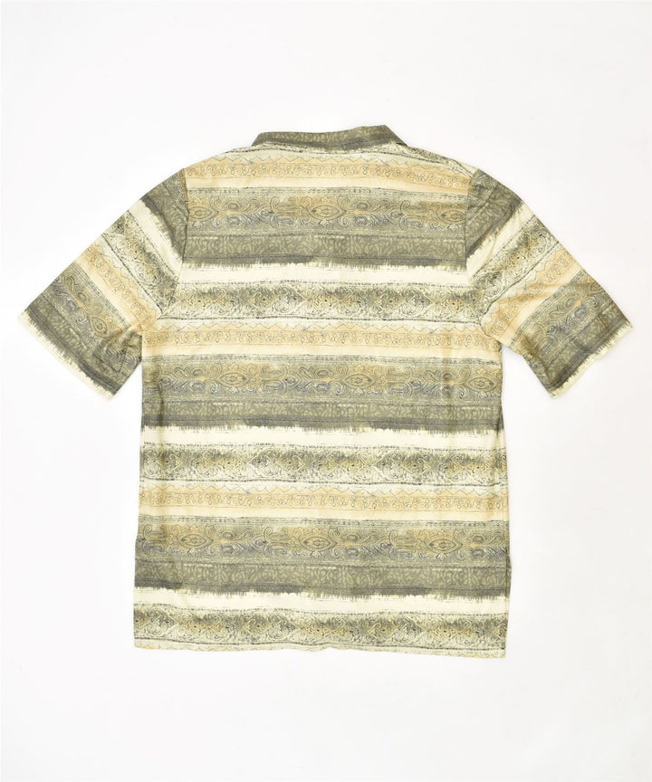 KARELIA Womens Short Sleeve Shirt Blouse UK 14 Large Green Polyester | Vintage | Thrift | Second-Hand | Used Clothing | Messina Hembry 