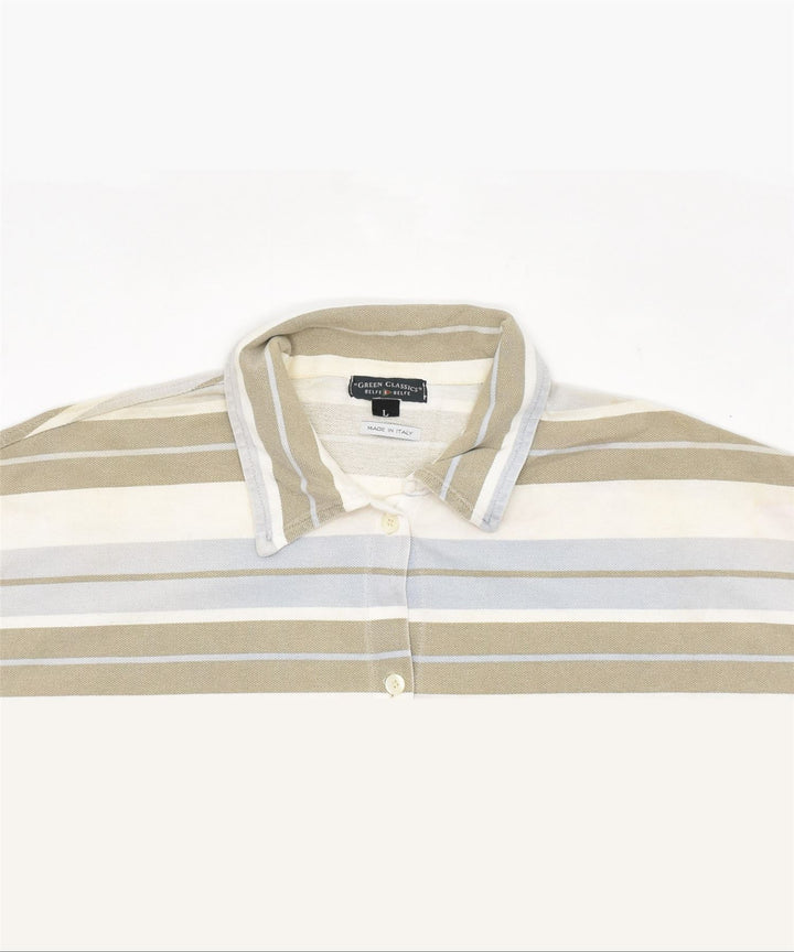 BELFE & BELFE Womens Oversized Short Sleeve Shirt UK 16 Large Beige | Vintage | Thrift | Second-Hand | Used Clothing | Messina Hembry 