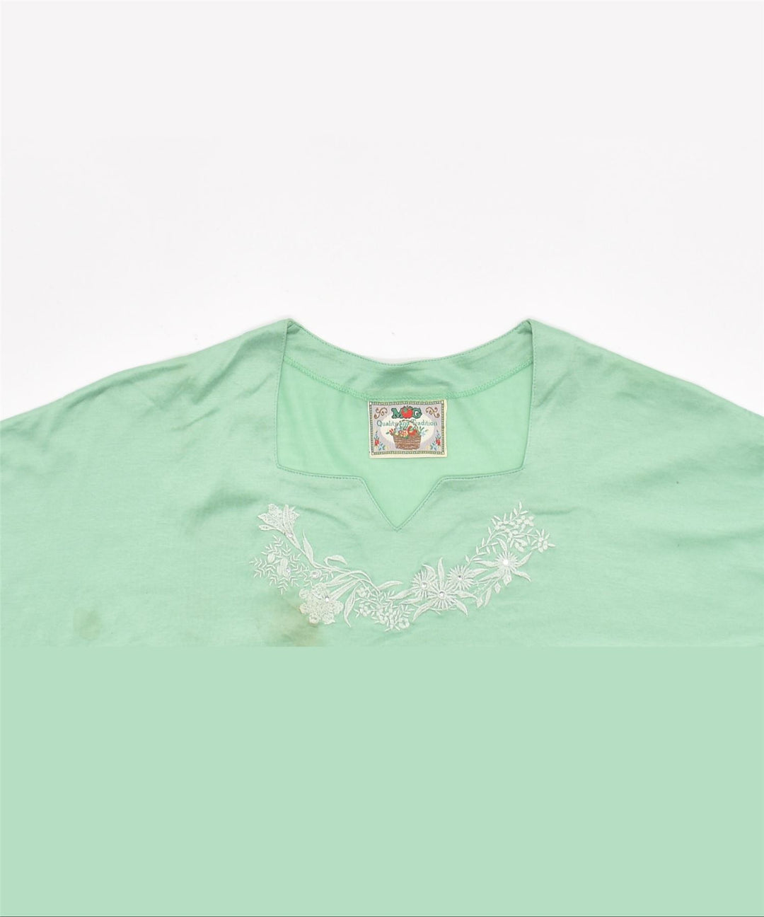 M & G Womens Short Sleeve Tunic Top IT 48 XL Green Cotton | Vintage | Thrift | Second-Hand | Used Clothing | Messina Hembry 