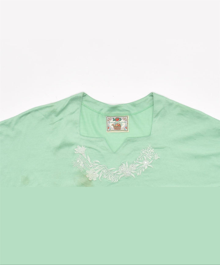 M & G Womens Short Sleeve Tunic Top IT 48 XL Green Cotton | Vintage | Thrift | Second-Hand | Used Clothing | Messina Hembry 