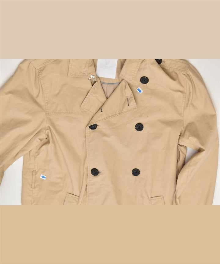 LYLE & SCOTT Womens Double Breasted Coat UK 14 Medium Beige Cotton | Vintage | Thrift | Second-Hand | Used Clothing | Messina Hembry 