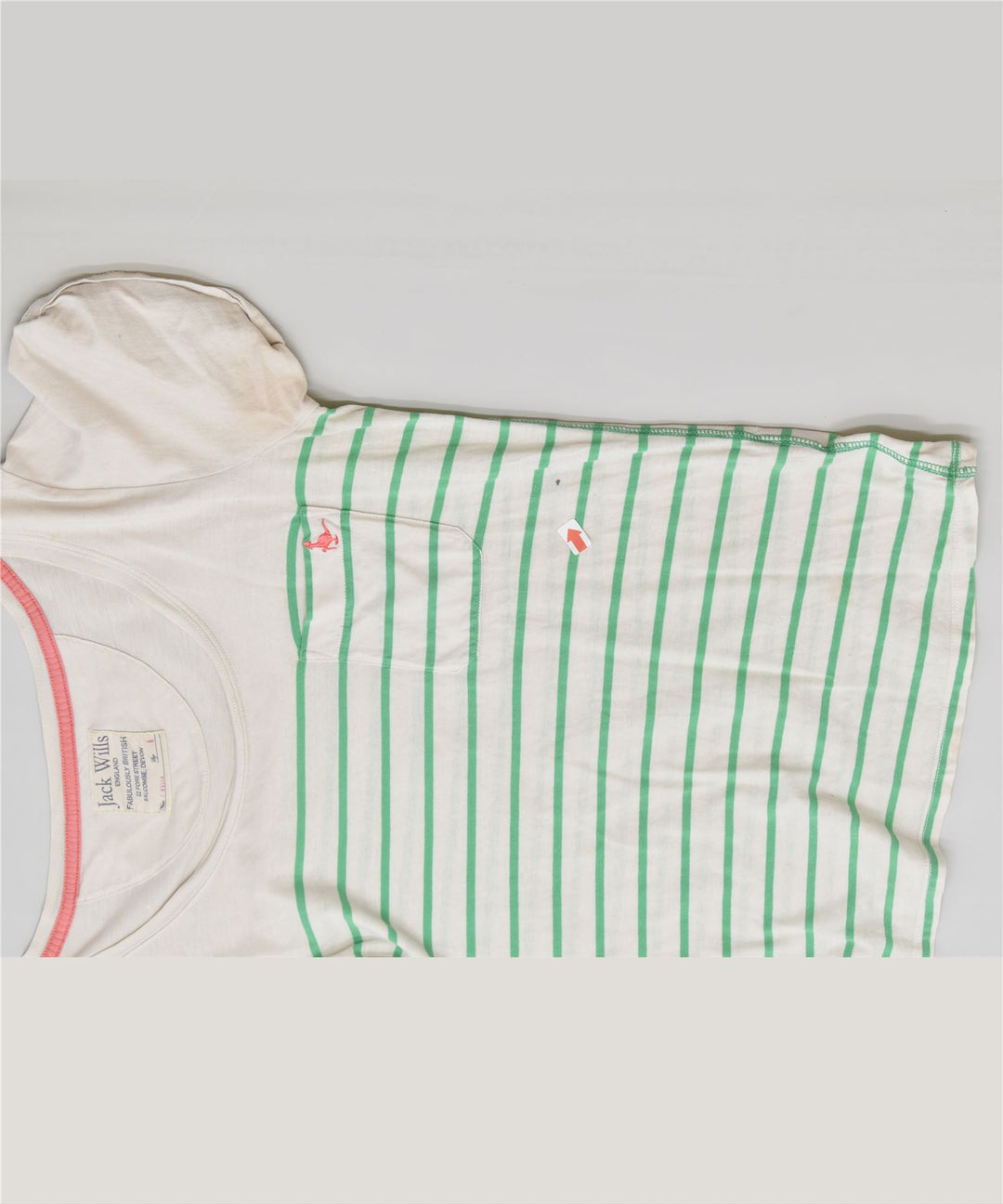 JACK WILLS Womens T-Shirt Top UK 8 Small White Striped Cotton | Vintage | Thrift | Second-Hand | Used Clothing | Messina Hembry 